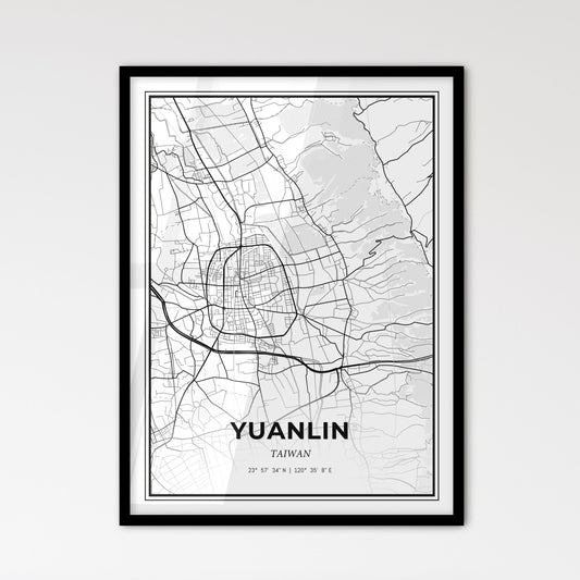 Yuanlin Taiwan - Scandinavian Style City Map for Modern Home Decor