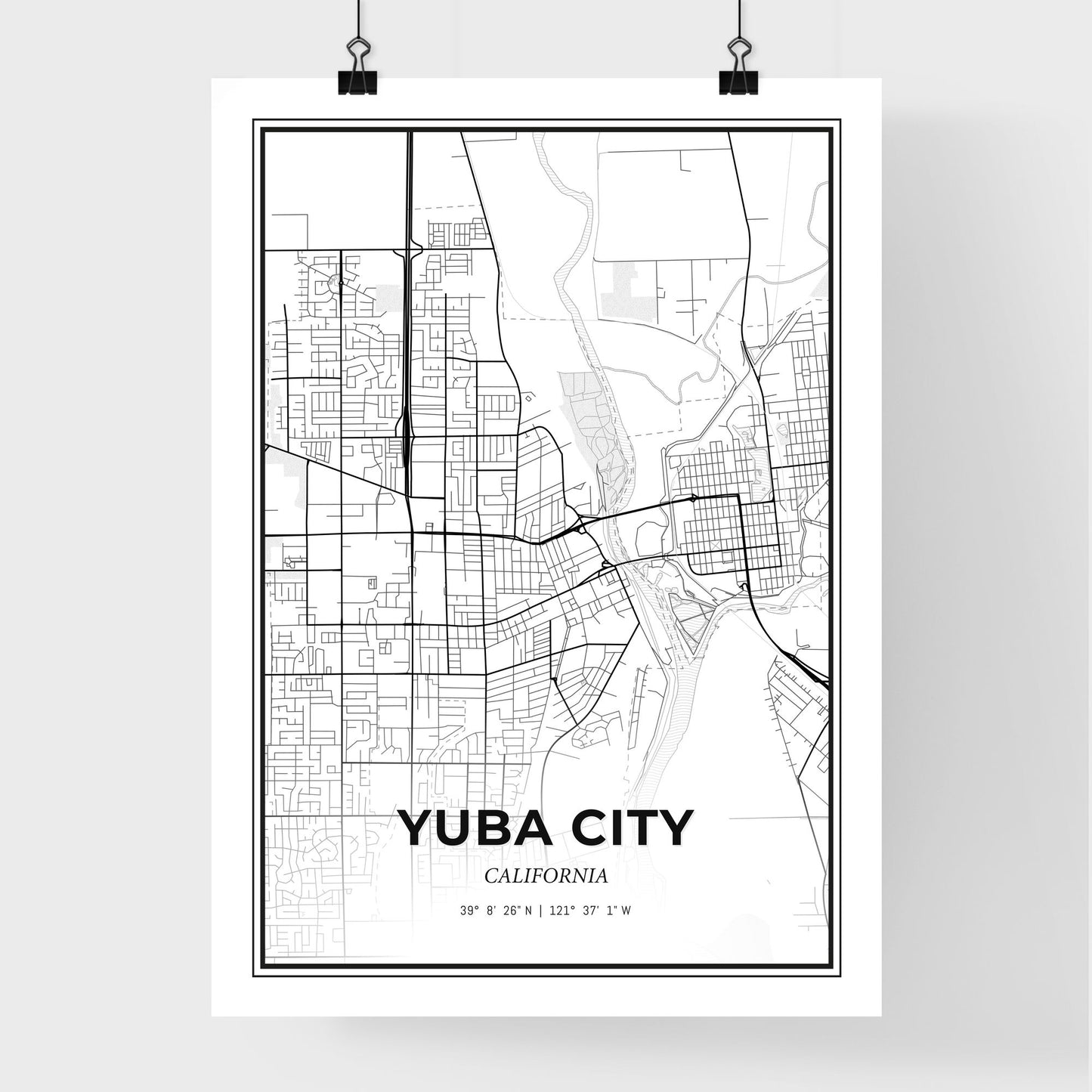 Yuba City California - Premium City Map Poster