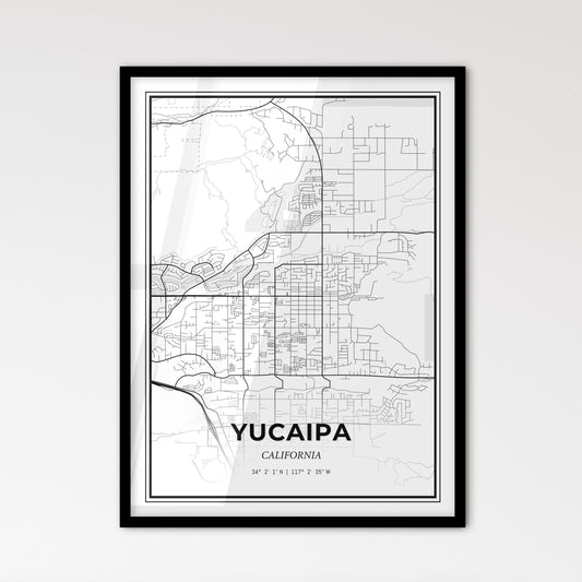 Yucaipa California - Scandinavian Style City Map for Modern Home Decor