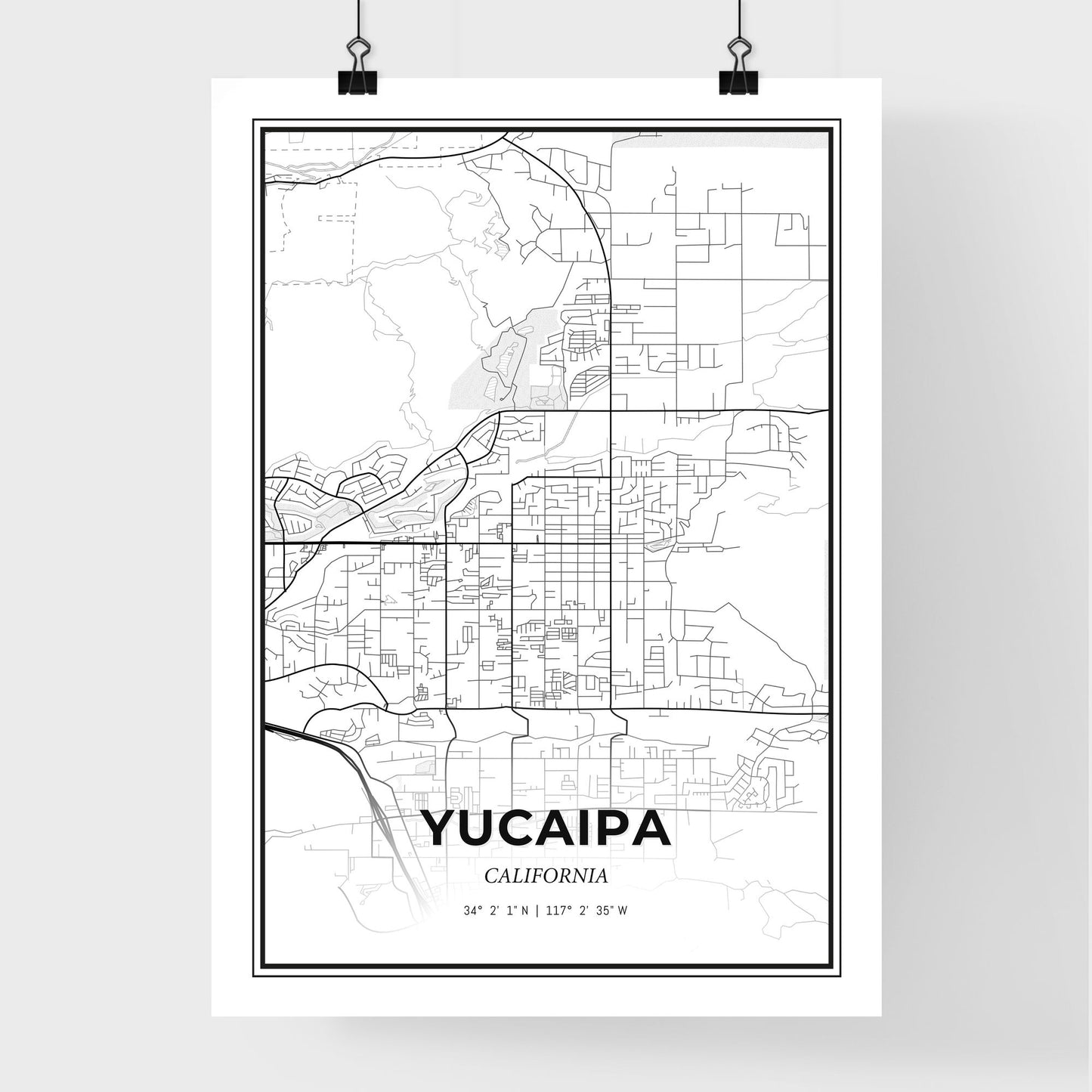 Yucaipa California - Premium City Map Poster