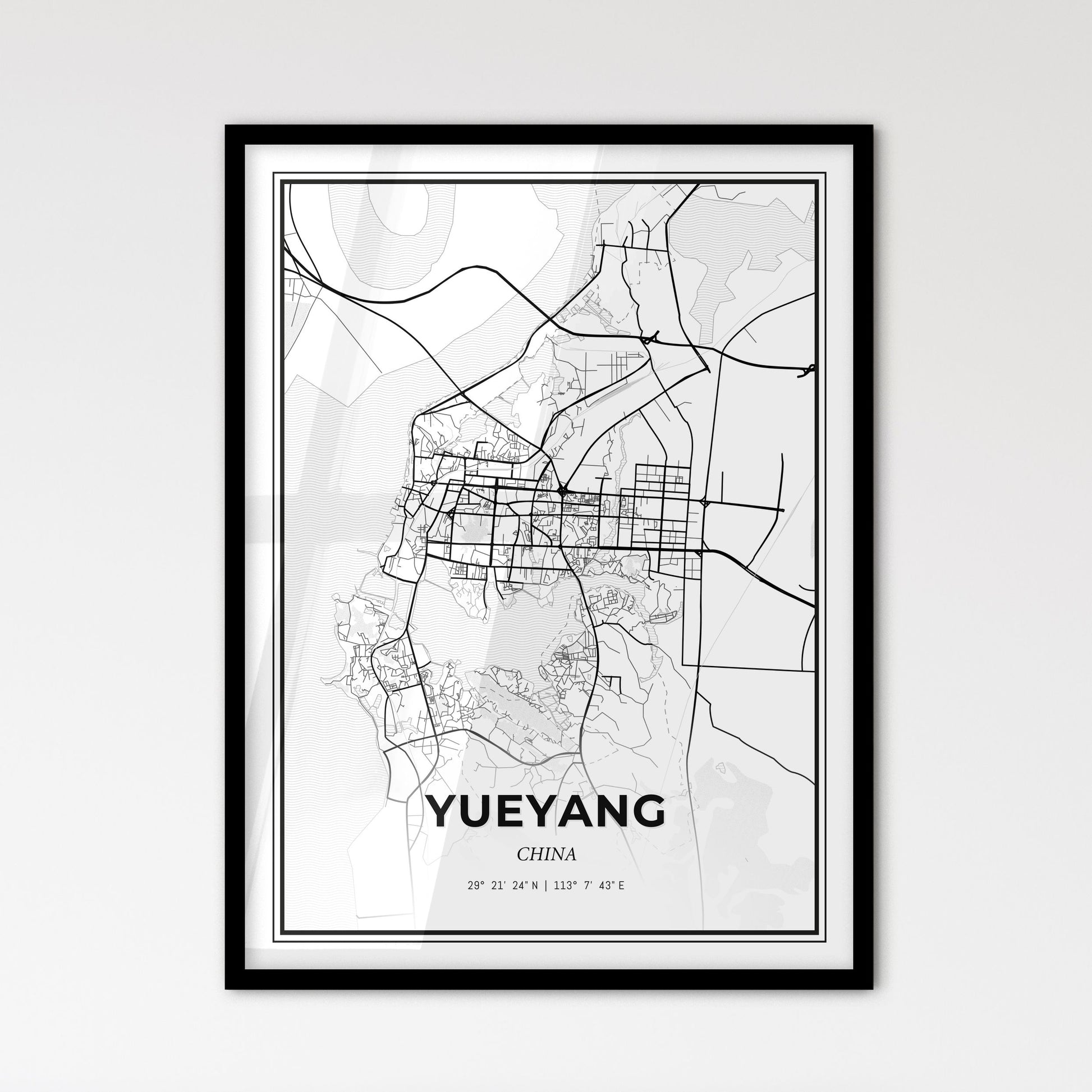 Yueyang China - Scandinavian Style City Map for Modern Home Decor