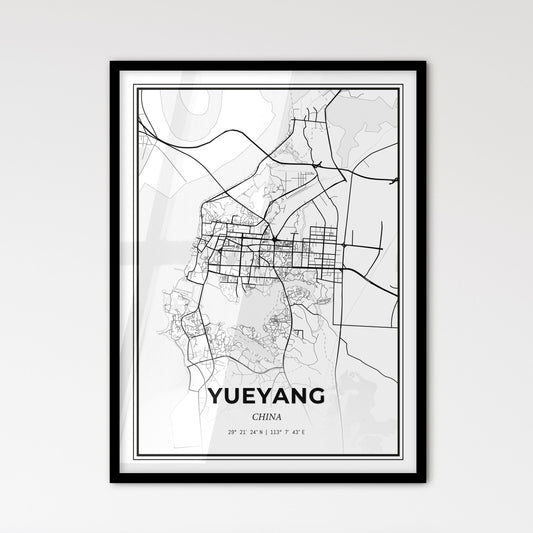 Yueyang China - Scandinavian Style City Map for Modern Home Decor