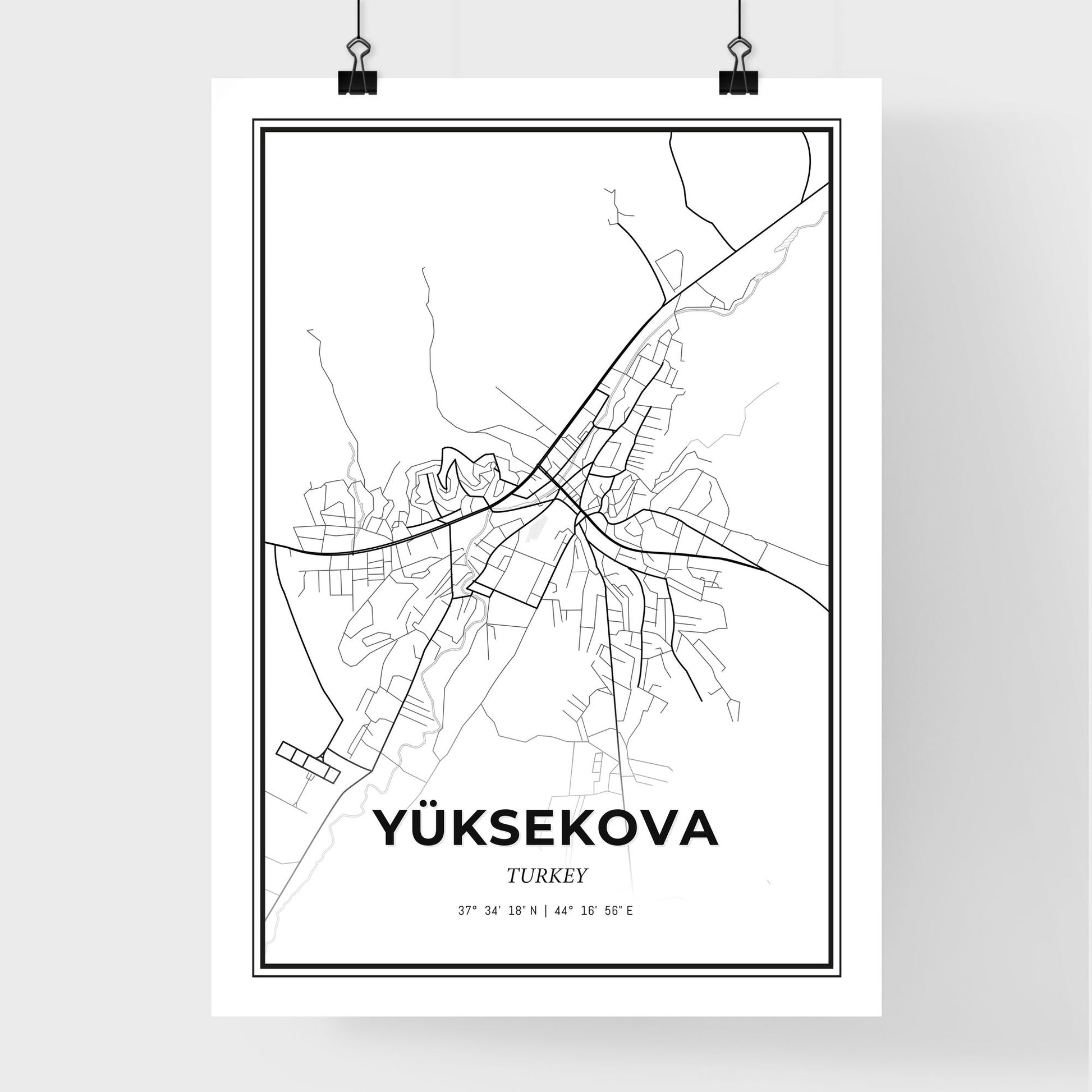 Yüksekova Turkey - Premium City Map Poster