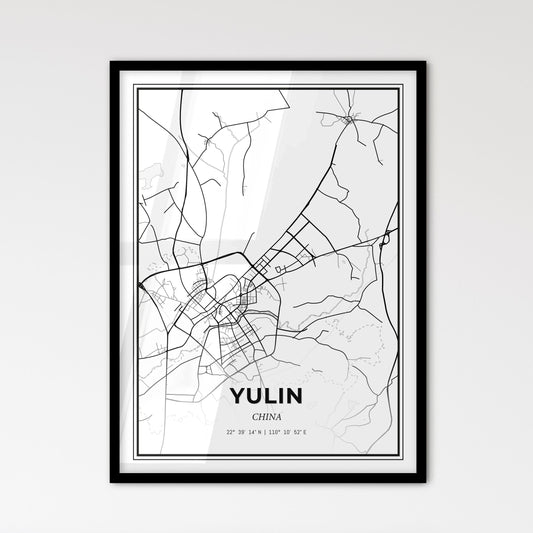 Yulin China - Scandinavian Style City Map for Modern Home Decor