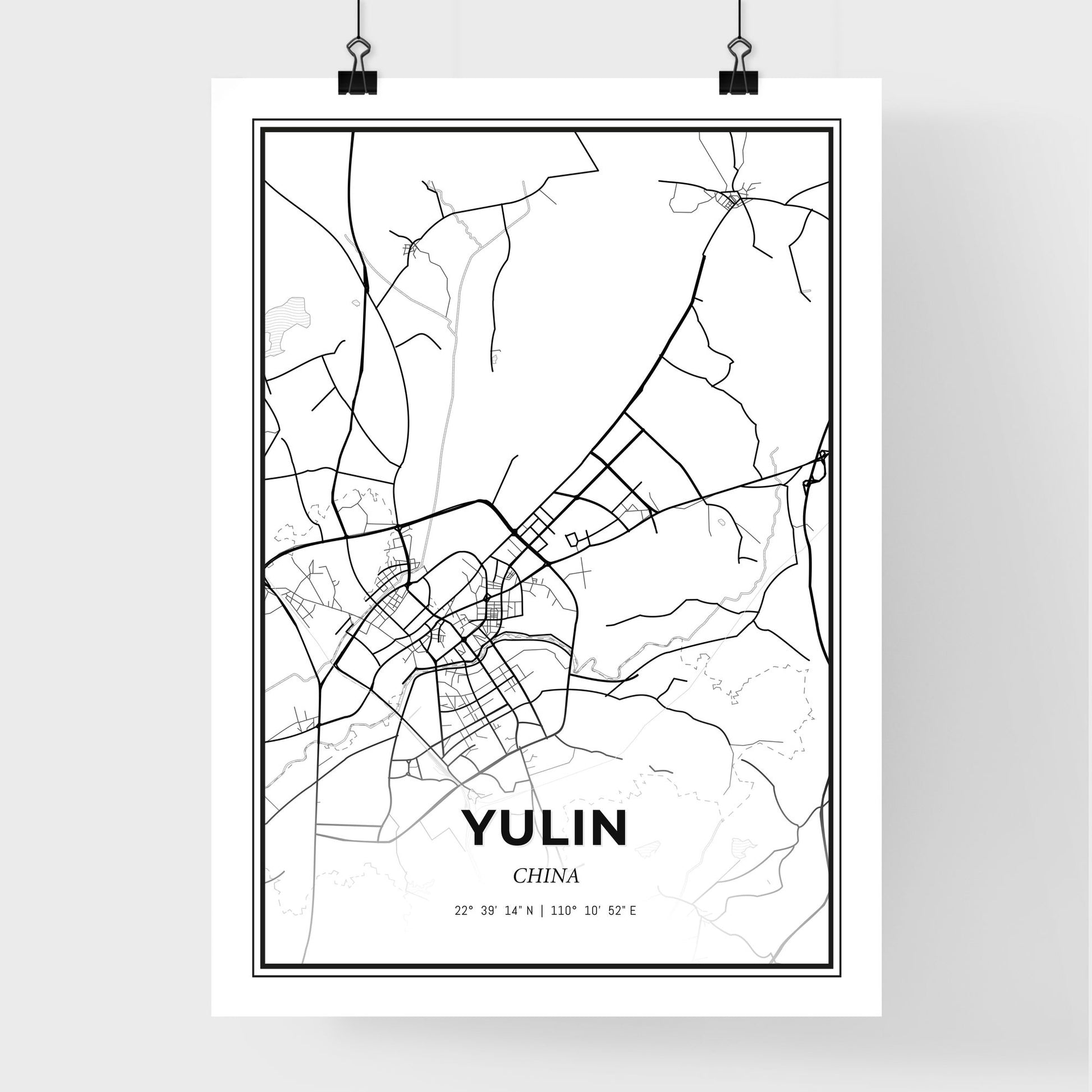 Yulin China - Premium City Map Poster