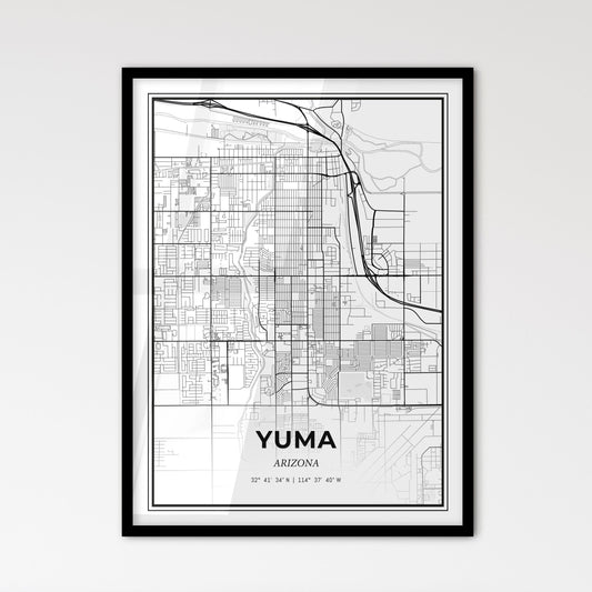 Yuma Arizona - Scandinavian Style City Map for Modern Home Decor