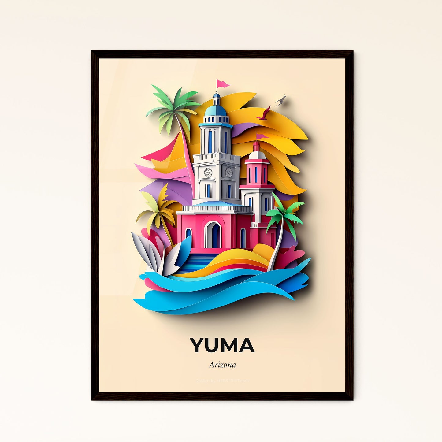 Vivid Yuma, Arizona - a colorful building with a clock tower on top of it