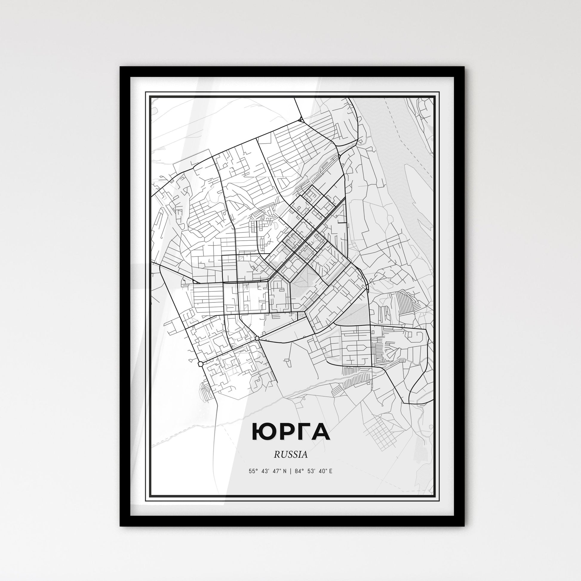 Yurga Russia - Scandinavian Style City Map for Modern Home Decor