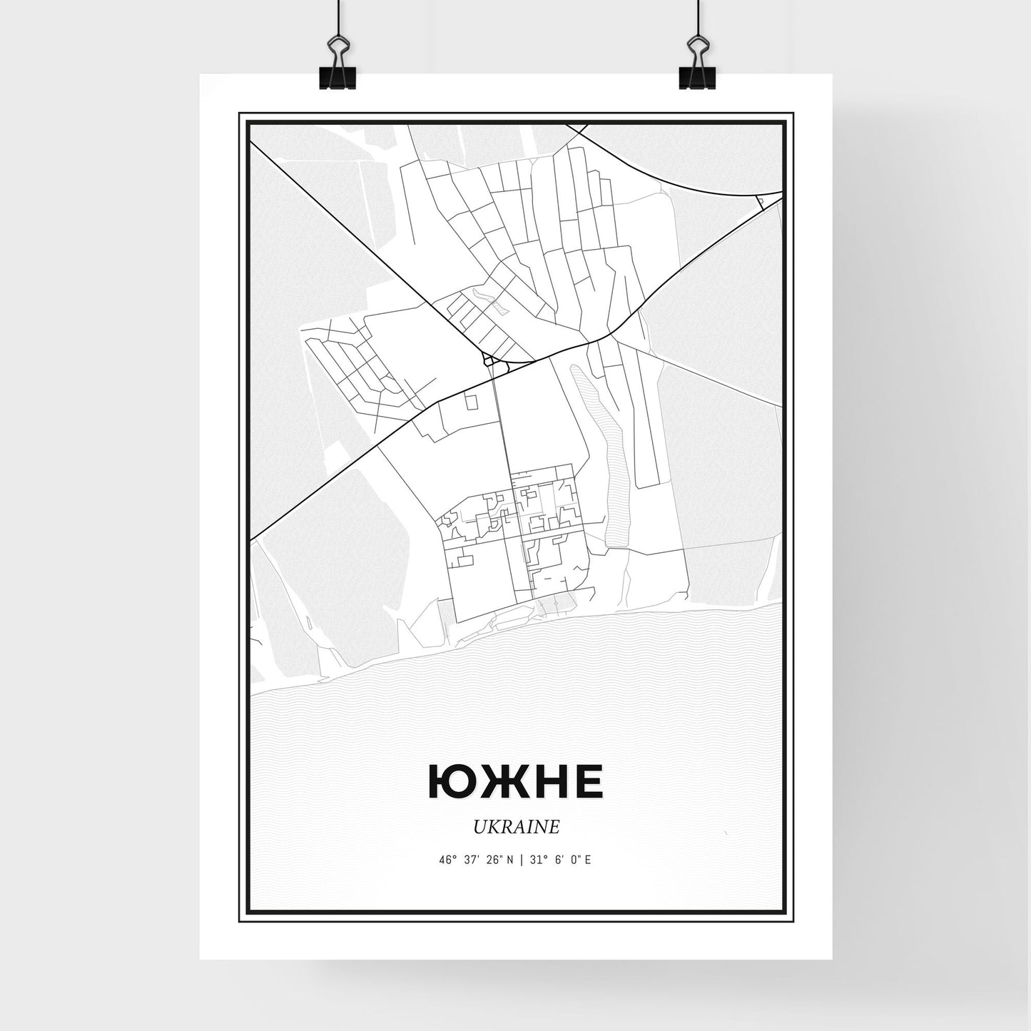 Yuzhne Ukraine - Premium City Map Poster