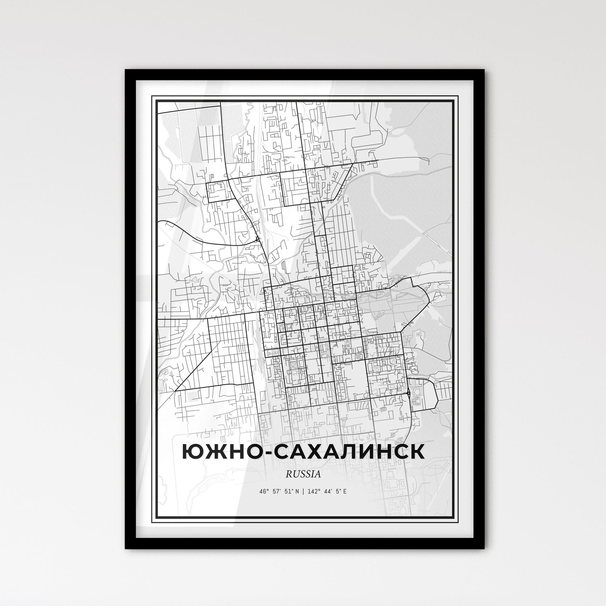 Yuzhno-Sakhalinsk Russia - Scandinavian Style City Map for Modern Home Decor