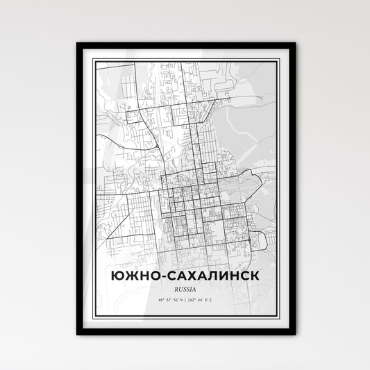 Yuzhno-Sakhalinsk Russia - Scandinavian Style City Map for Modern Home Decor