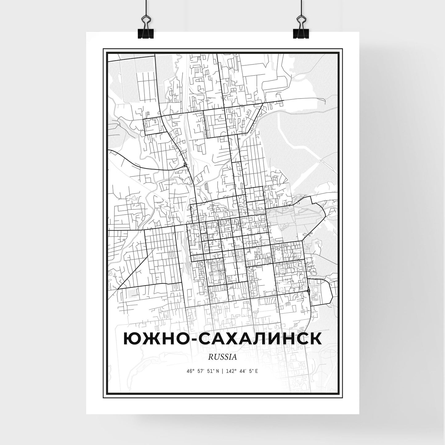 Yuzhno-Sakhalinsk Russia - Premium City Map Poster