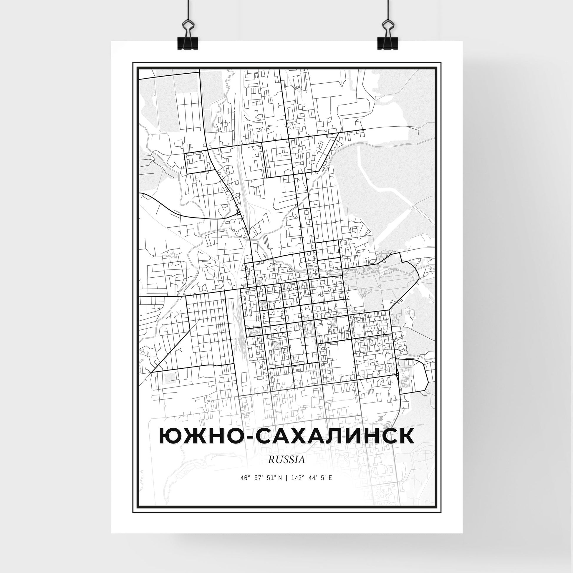 Yuzhno-Sakhalinsk Russia - Premium City Map Poster