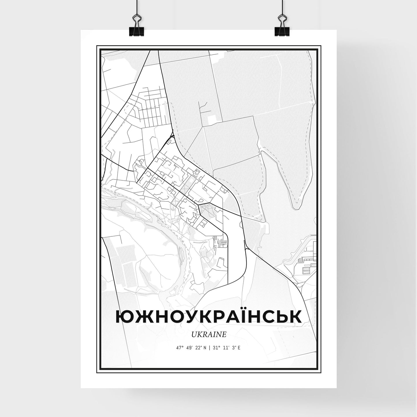 Yuzhnoukrainsk Ukraine - Premium City Map Poster