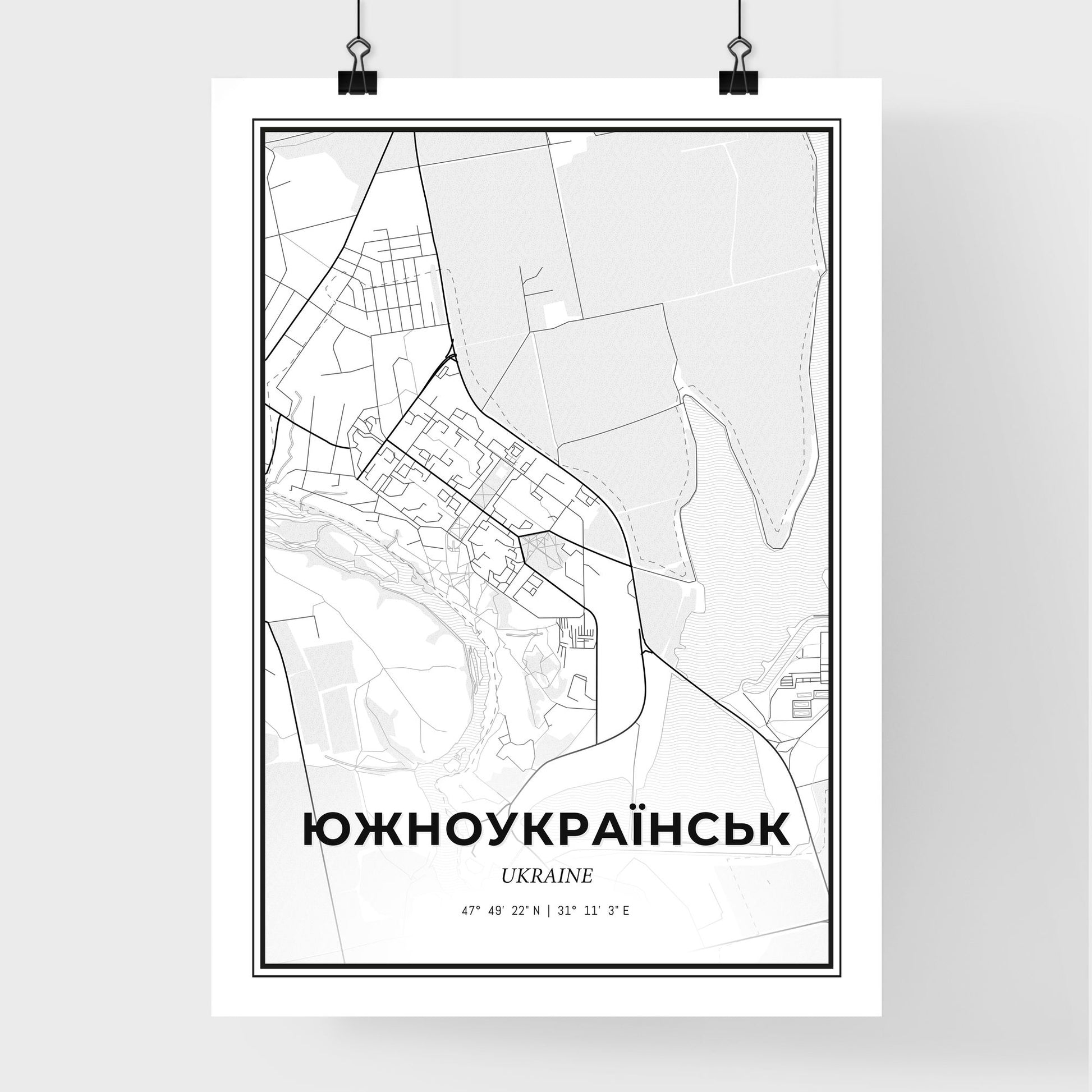 Yuzhnoukrainsk Ukraine - Premium City Map Poster