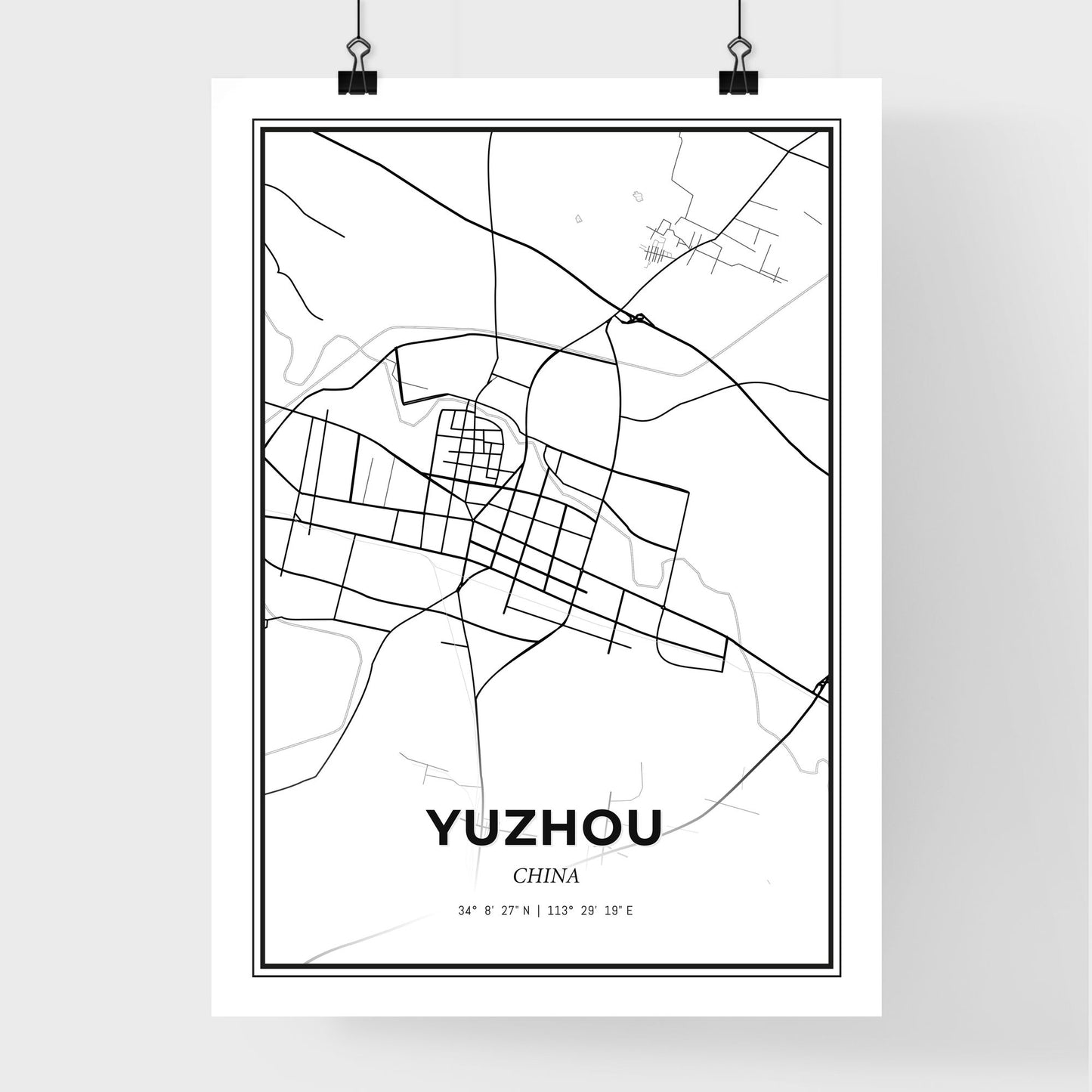 Yuzhou China - Premium City Map Poster