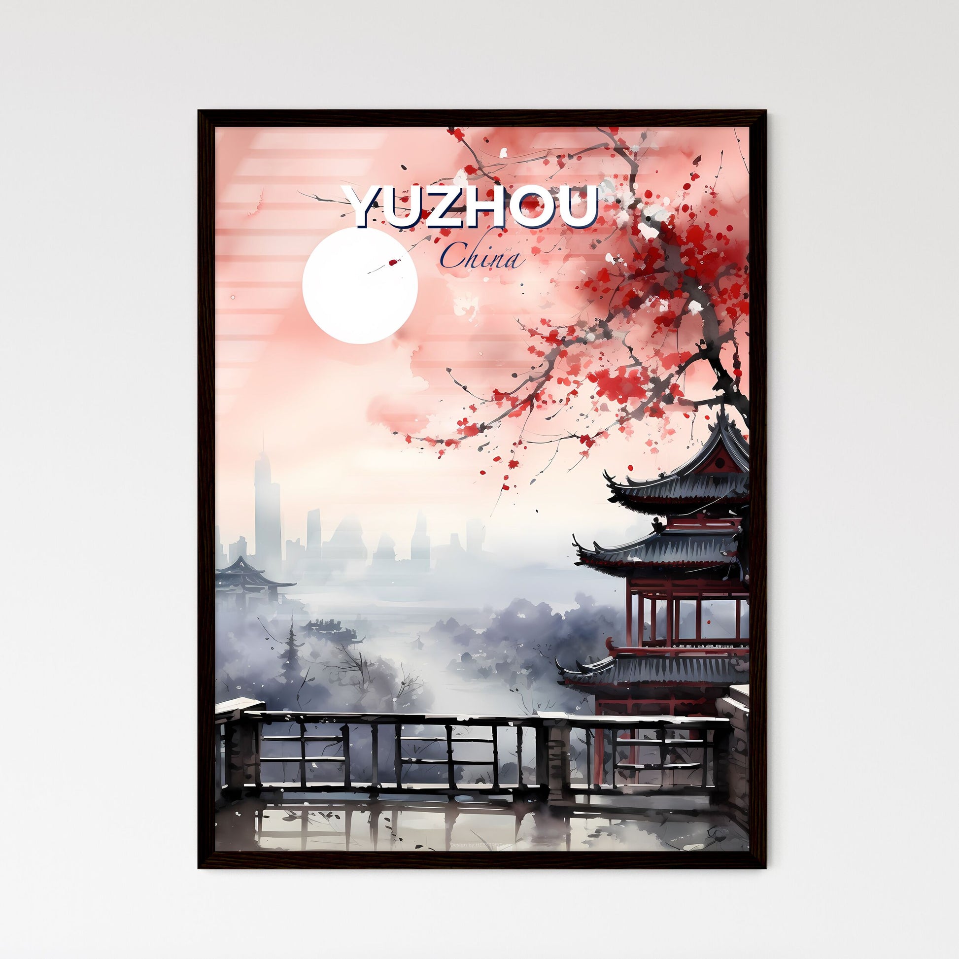 Yuzhou China Art Painting - Building Tree Skyline Vibrant Default Title