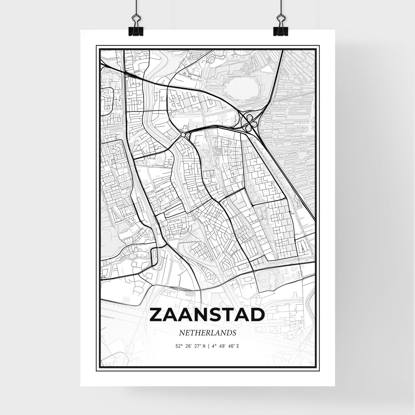  Zaanstad Netherlands - Premium City Map Poster