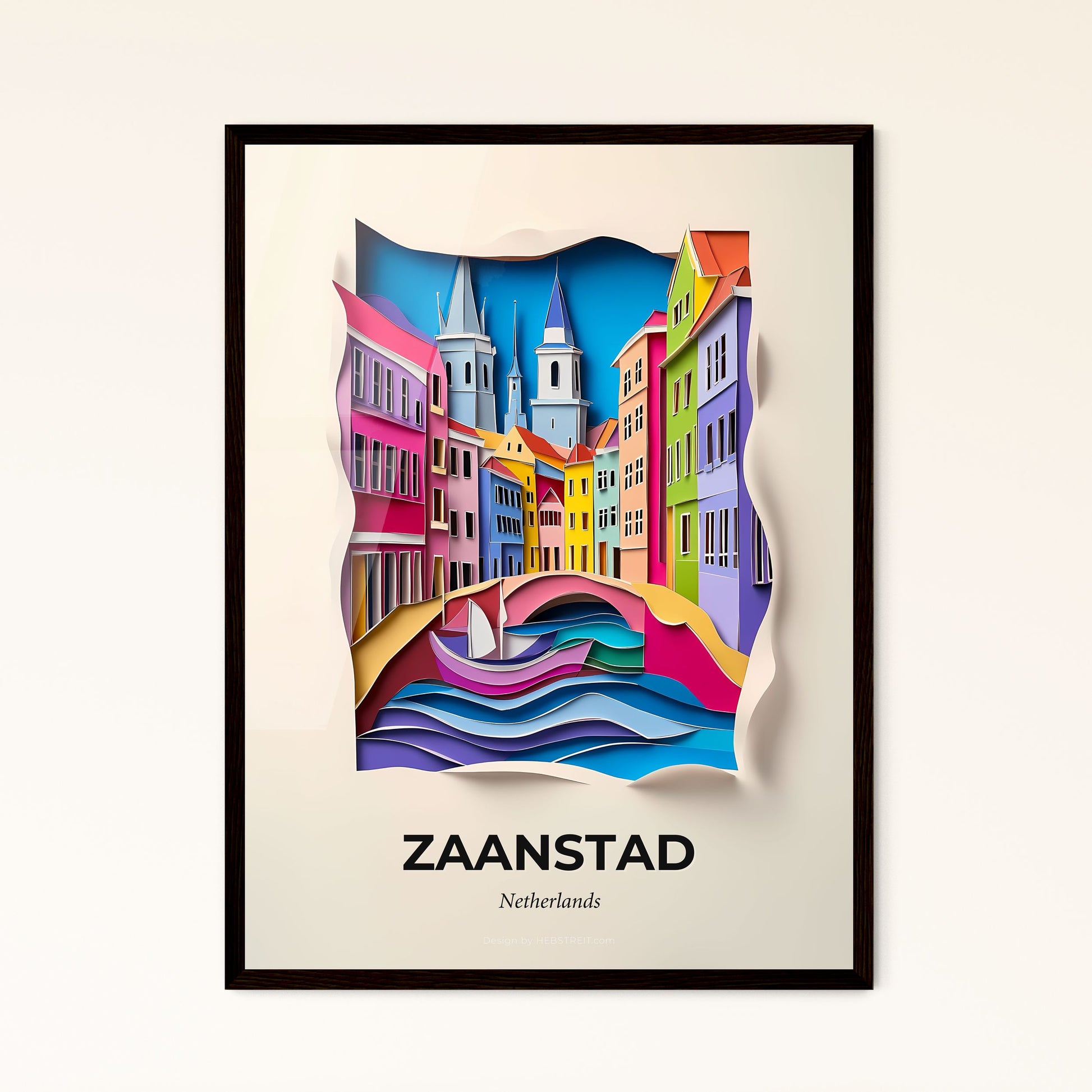 Vivid Zaanstad, Netherlands - a paper cut of a city with a boat