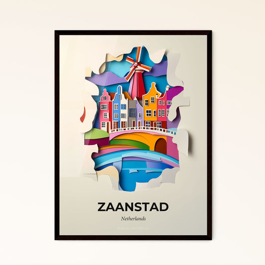 Vivid Zaanstad, Netherlands - a paper cut of a windmill and a river