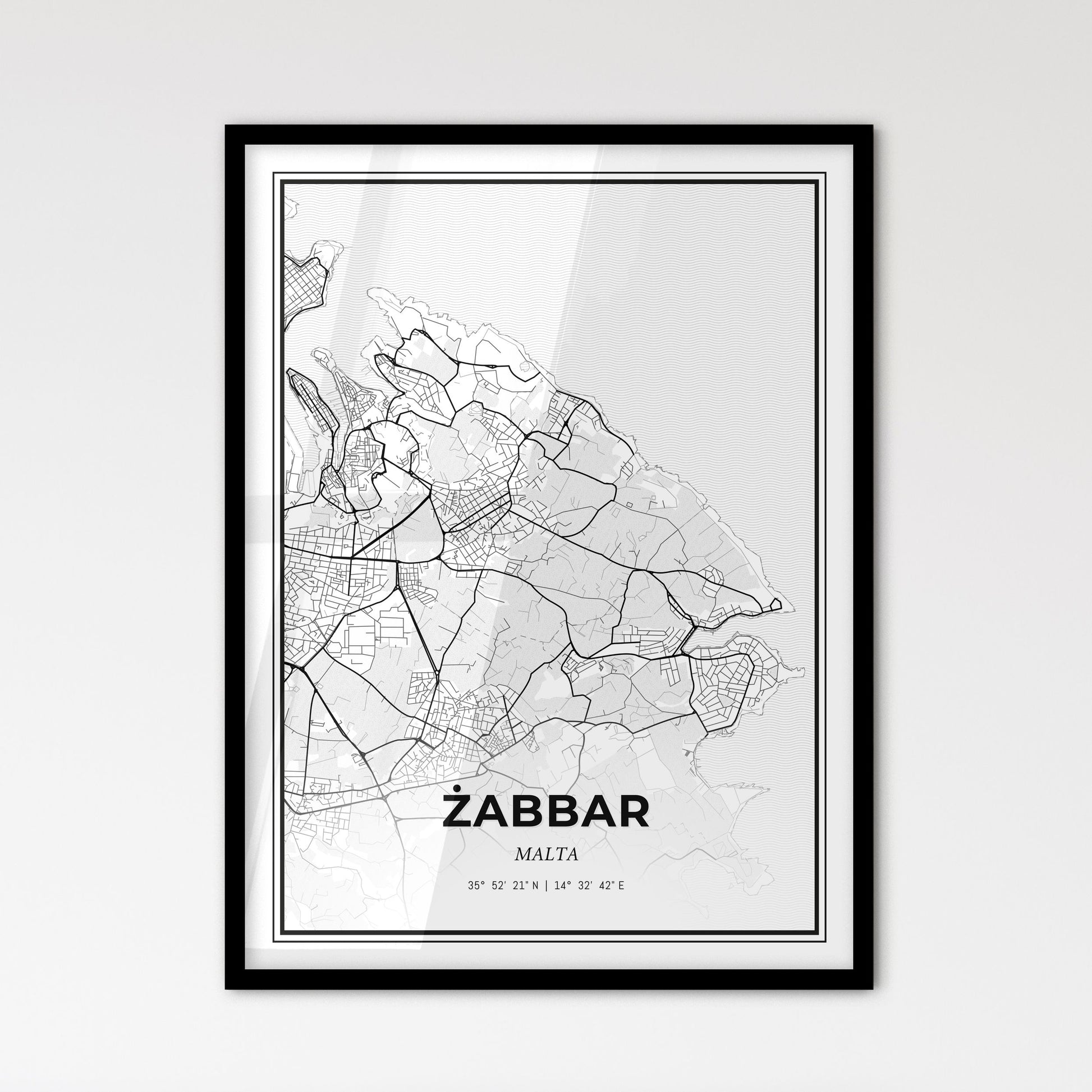  Żabbar Malta - Scandinavian Style City Map for Modern Home Decor