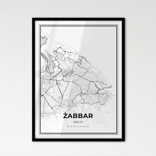  Żabbar Malta - Scandinavian Style City Map for Modern Home Decor