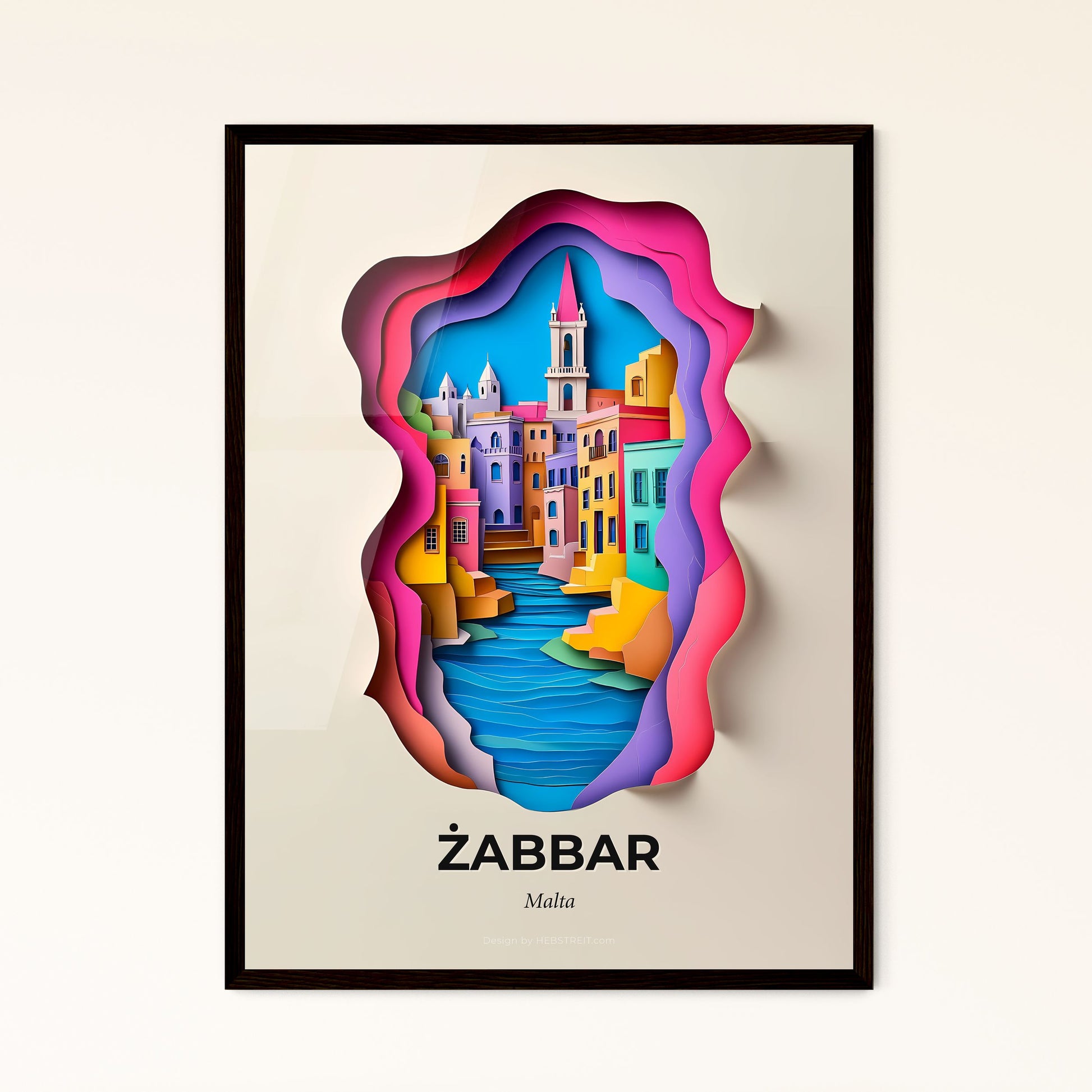 Vivid Żabbar, Malta - a paper cut of a city with a river