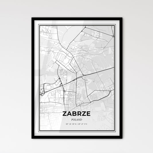 Zabrze Poland - Scandinavian Style City Map for Modern Home Decor