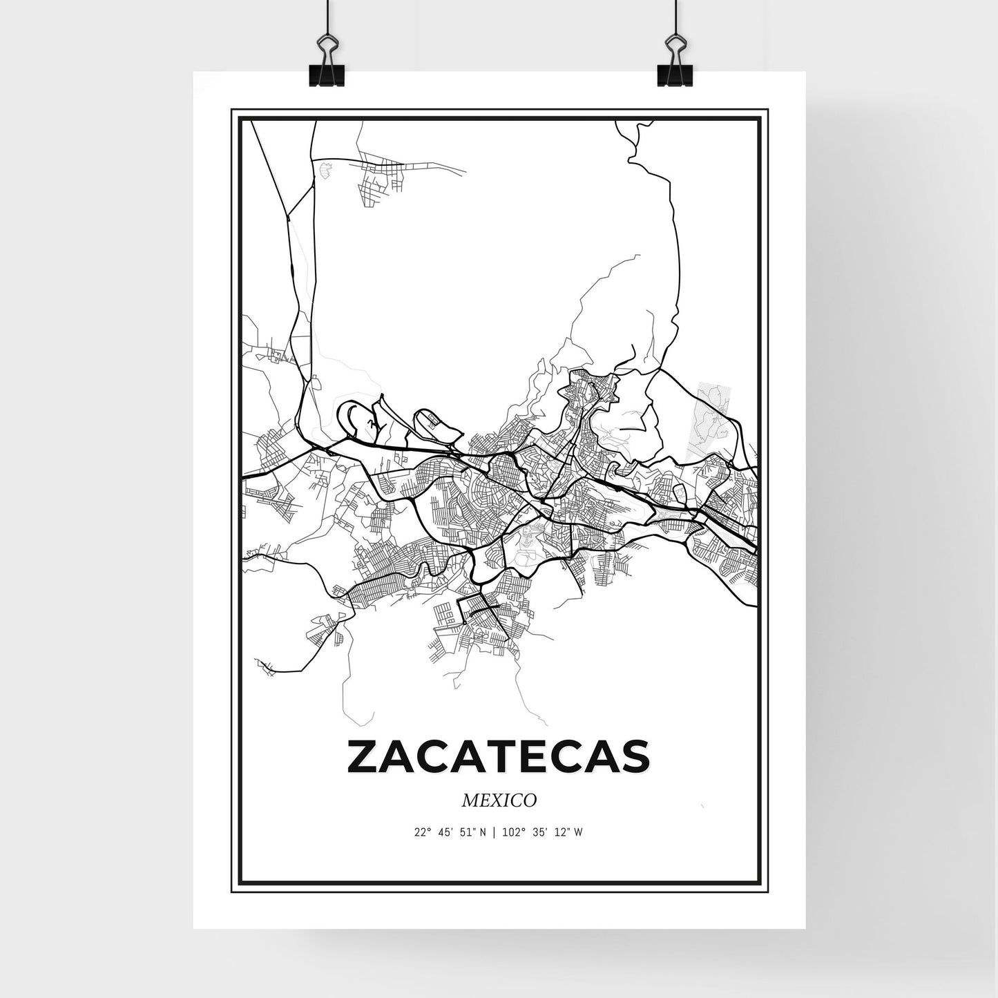 Zacatecas Mexico - Premium City Map Poster