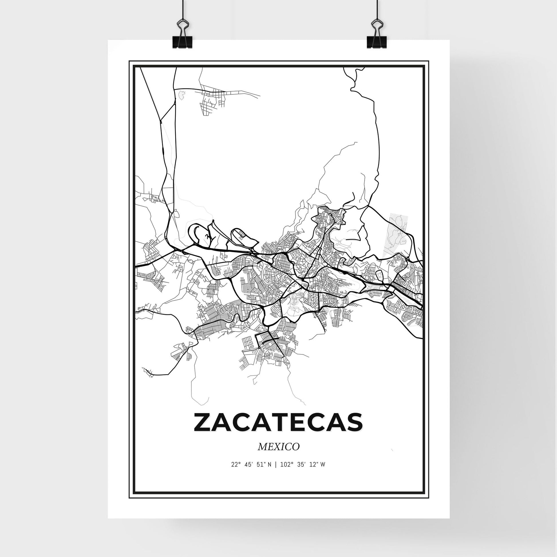 Zacatecas Mexico - Premium City Map Poster