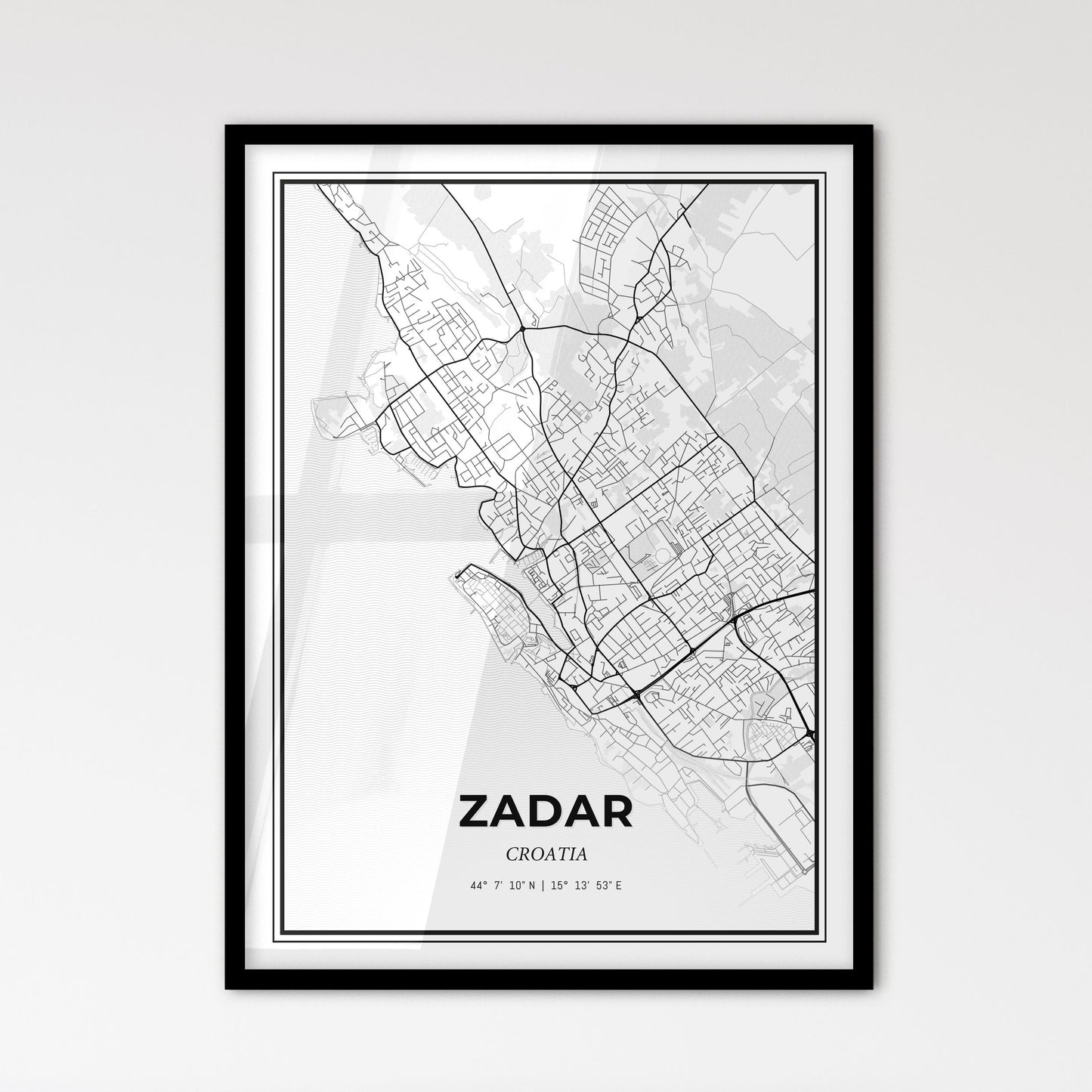 Zadar  Croatia - Scandinavian Style City Map for Modern Home Decor