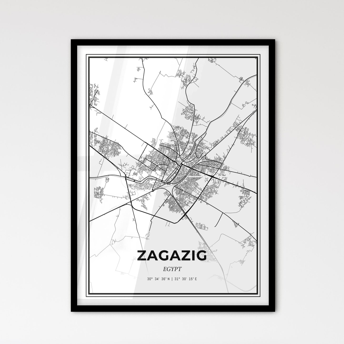 Zagazig Egypt - Scandinavian Style City Map for Modern Home Decor