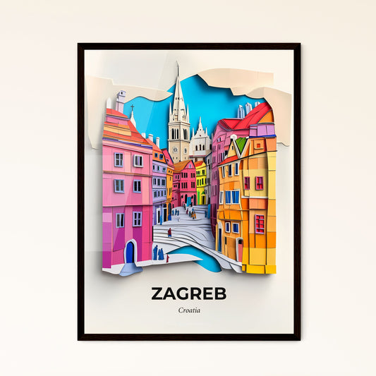 Vivid Zagreb , Croatia - a paper cut of a city with a bridge