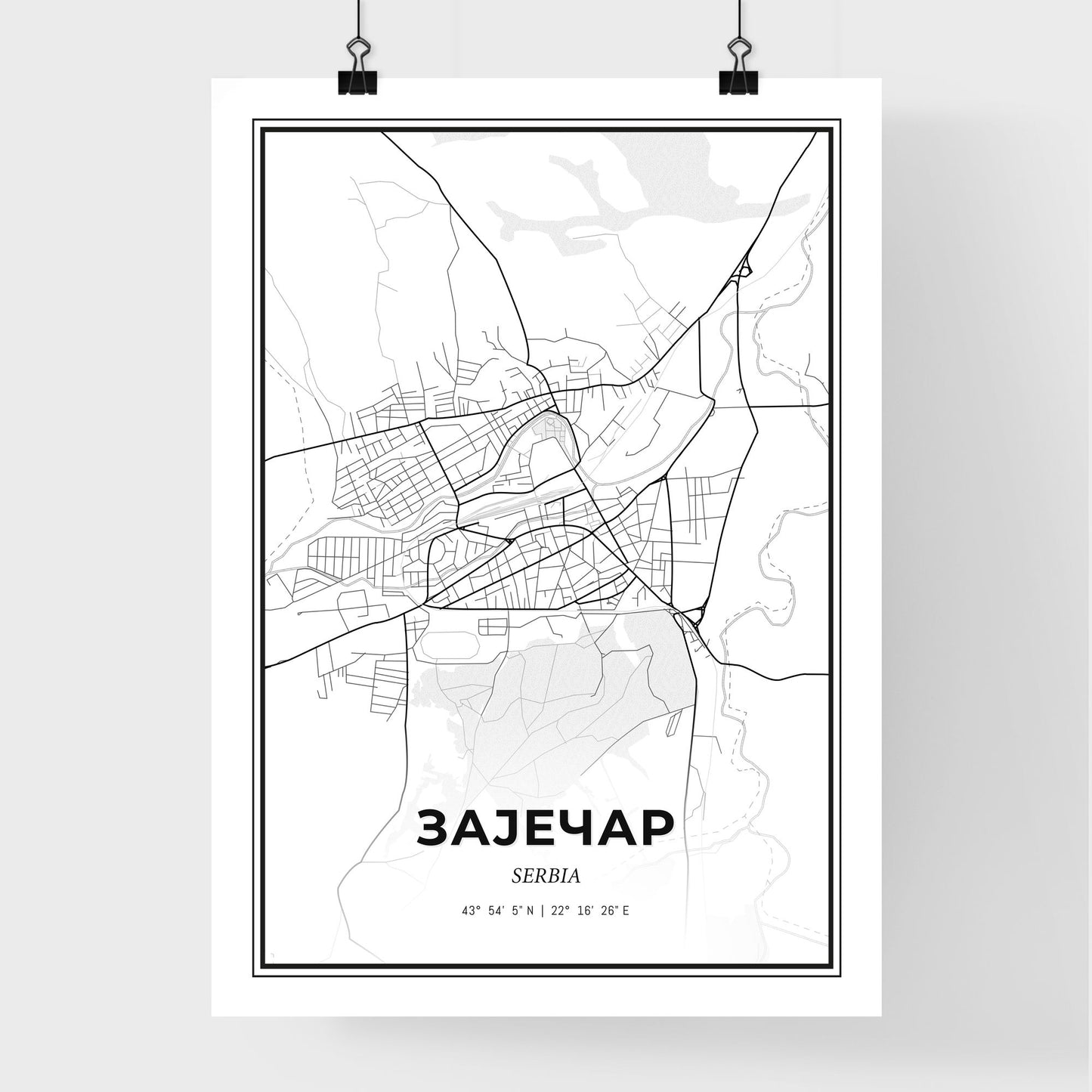 Zaječar Serbia - Premium City Map Poster