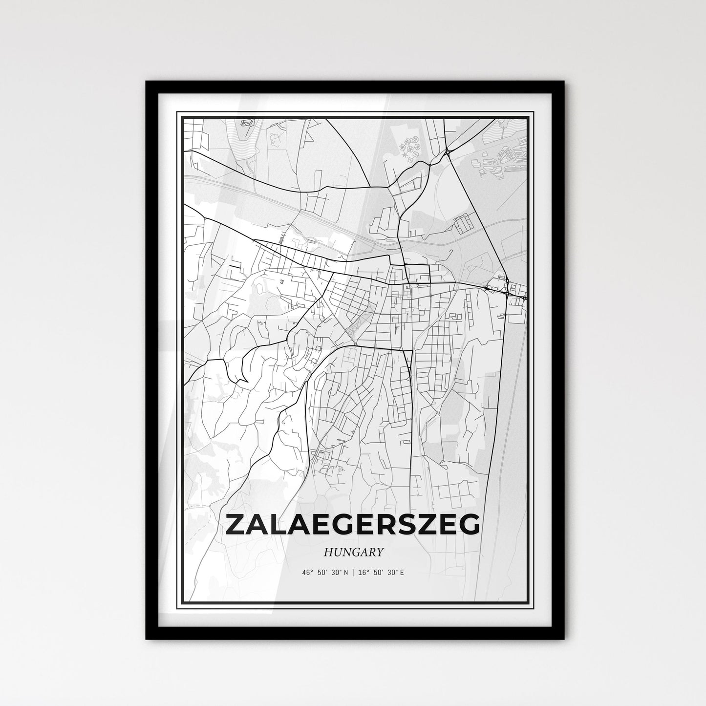 Zalaegerszeg Hungary - Scandinavian Style City Map for Modern Home Decor