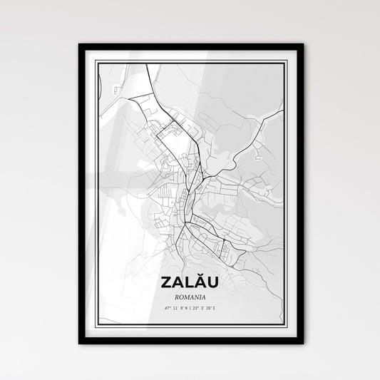 Zalău Romania - Scandinavian Style City Map for Modern Home Decor