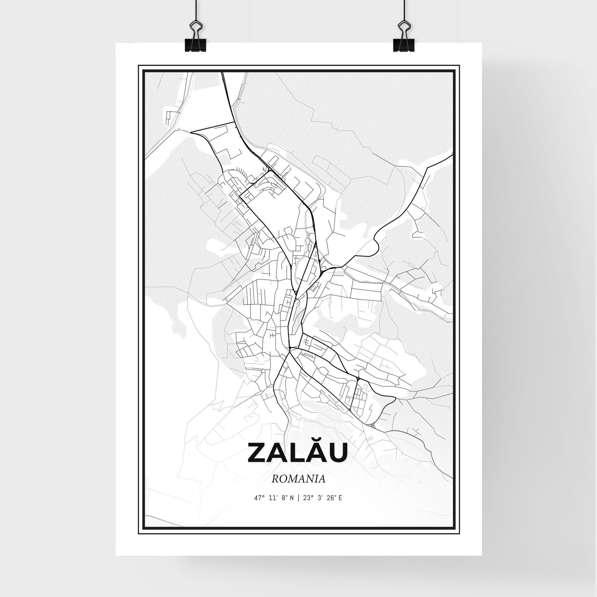 Zalău Romania - Premium City Map Poster