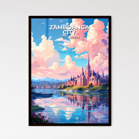 Vibrant Painting of Zamboanga City Skyline: Castle and Lake in Vivid Hues Default Title