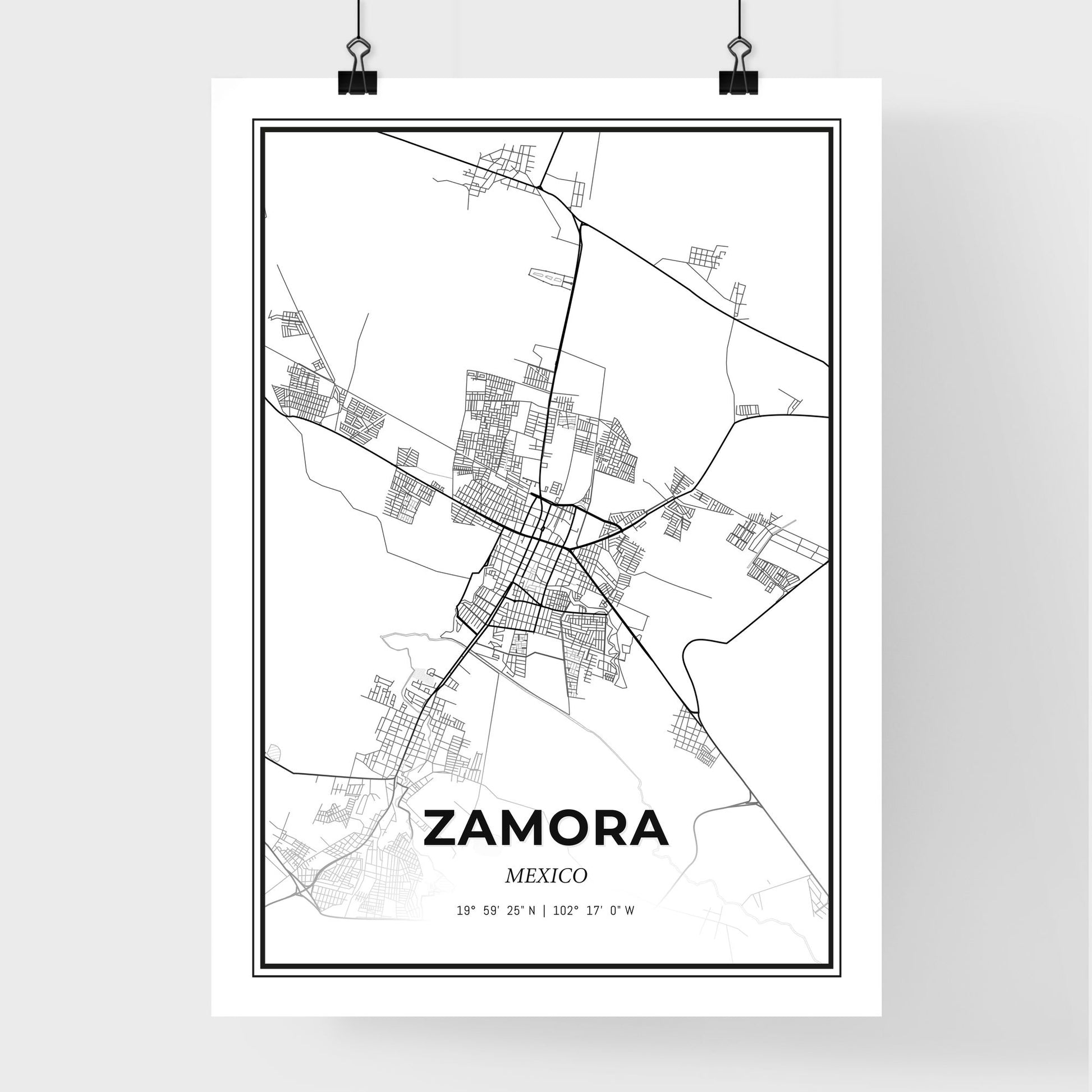 Zamora Mexico - Premium City Map Poster