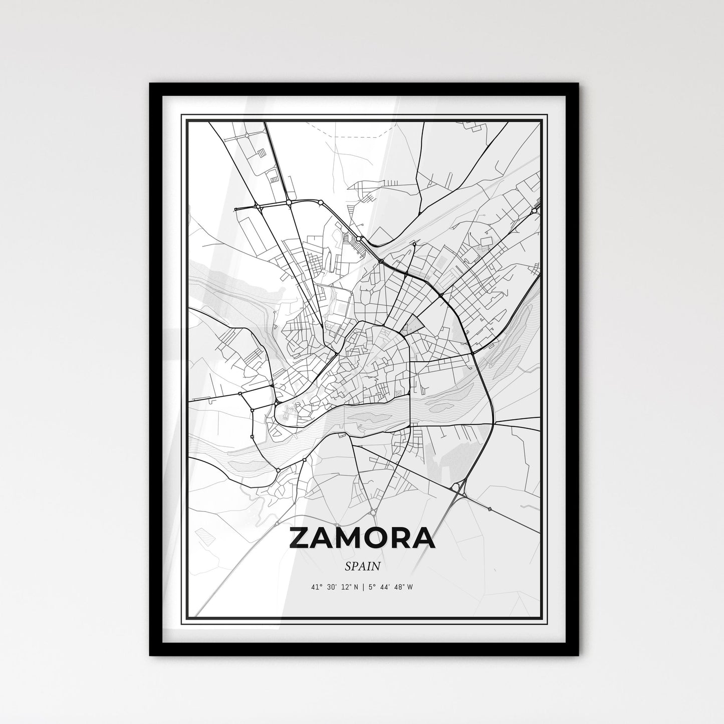 Zamora Spain - Scandinavian Style City Map for Modern Home Decor