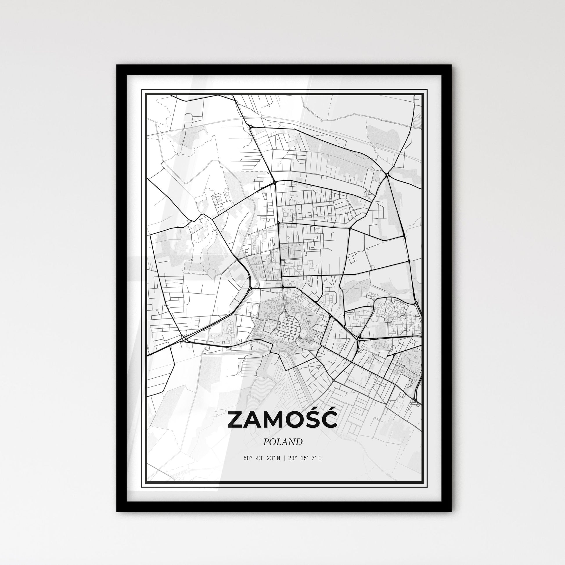 Zamość Poland - Scandinavian Style City Map for Modern Home Decor