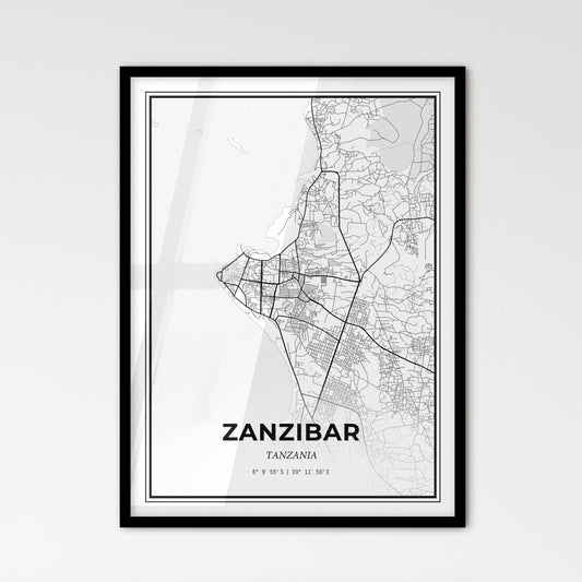 Zanzibar Tanzania - Scandinavian Style City Map for Modern Home Decor