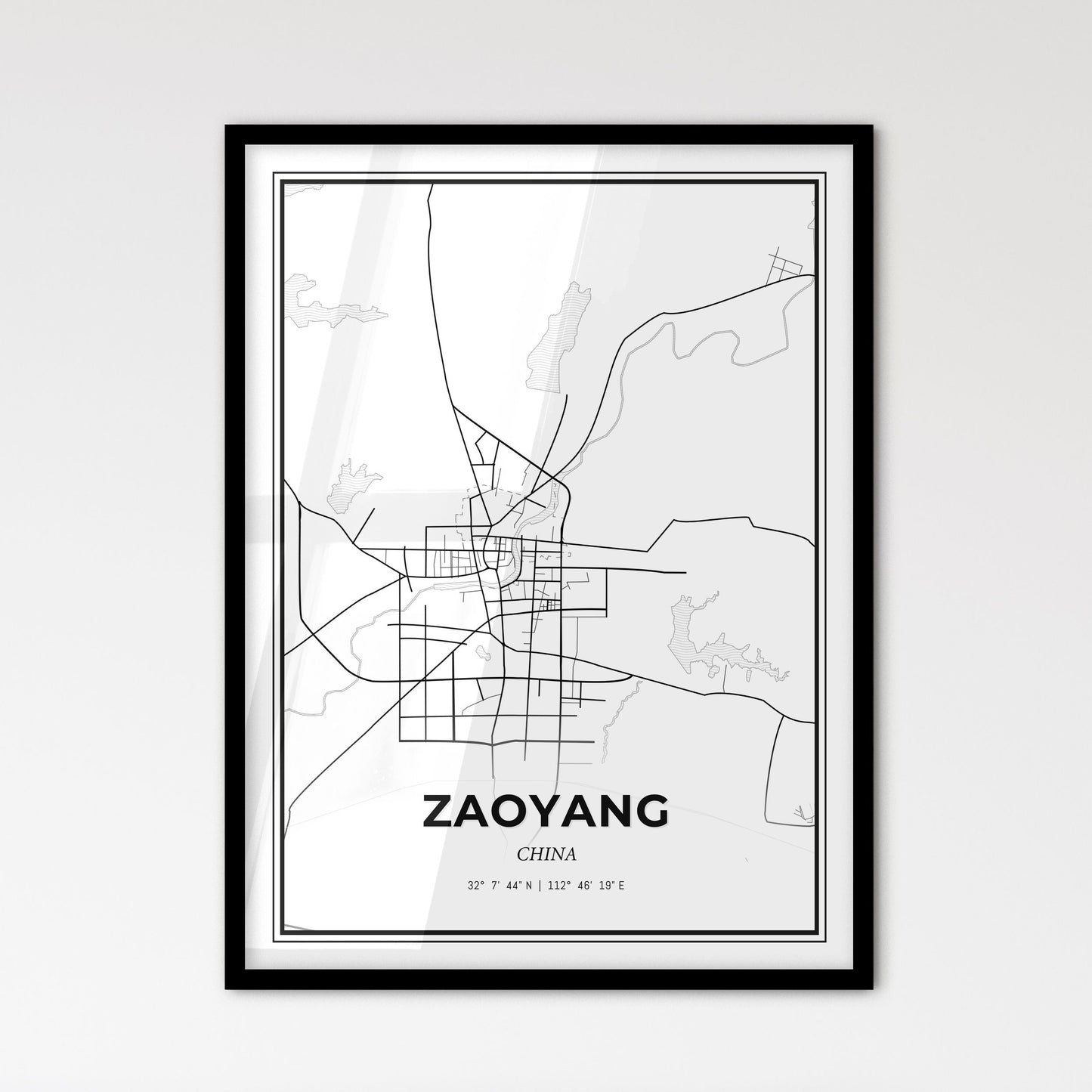 Zaoyang China - Scandinavian Style City Map for Modern Home Decor