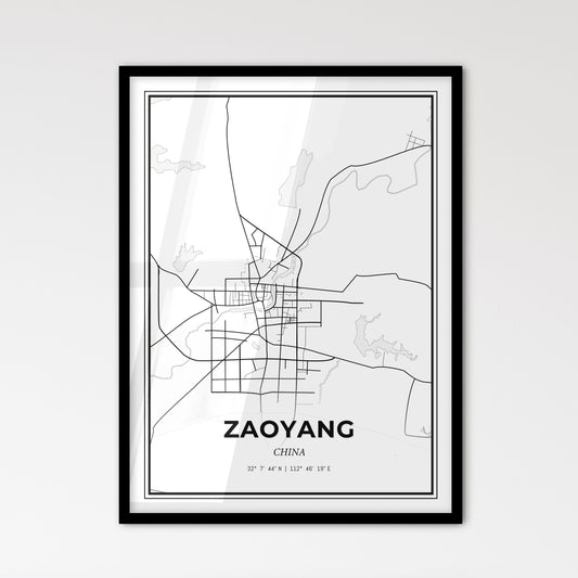 Zaoyang China - Scandinavian Style City Map for Modern Home Decor