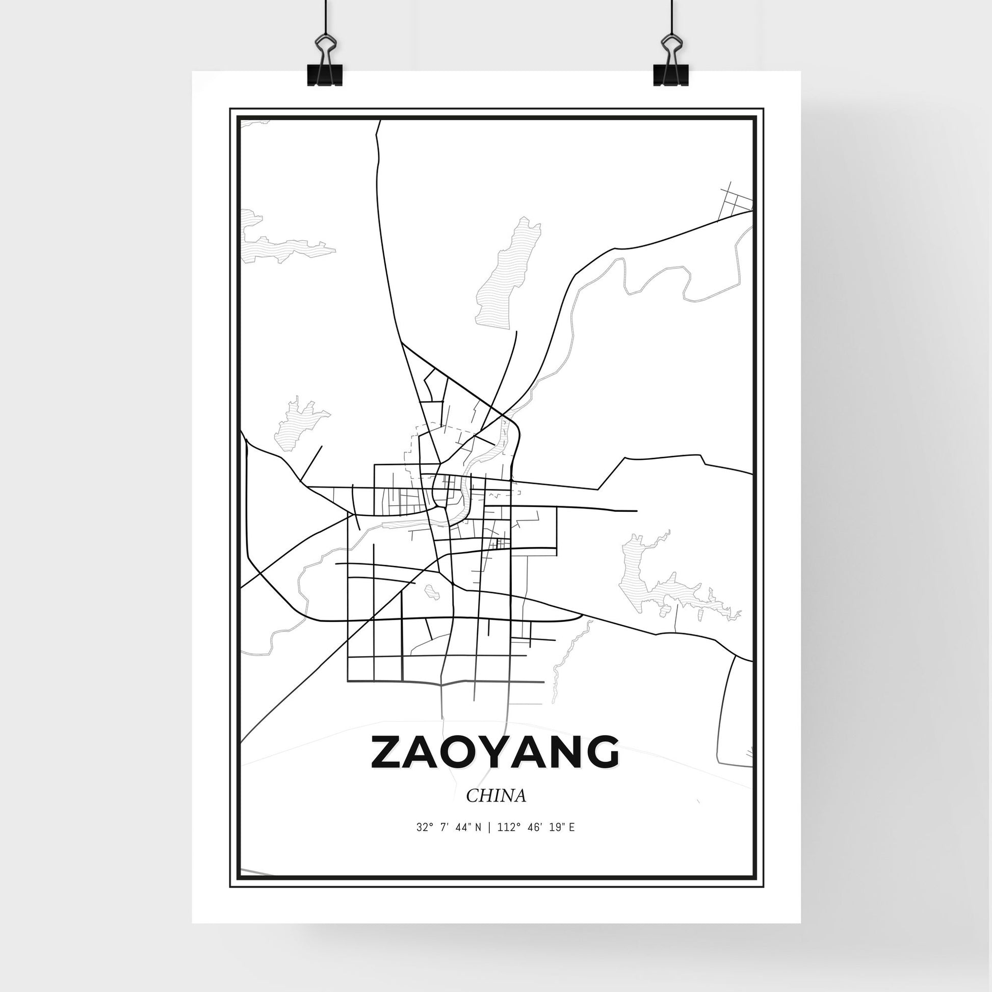 Zaoyang China - Premium City Map Poster