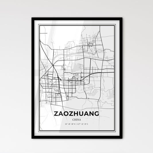 Zaozhuang China - Scandinavian Style City Map for Modern Home Decor