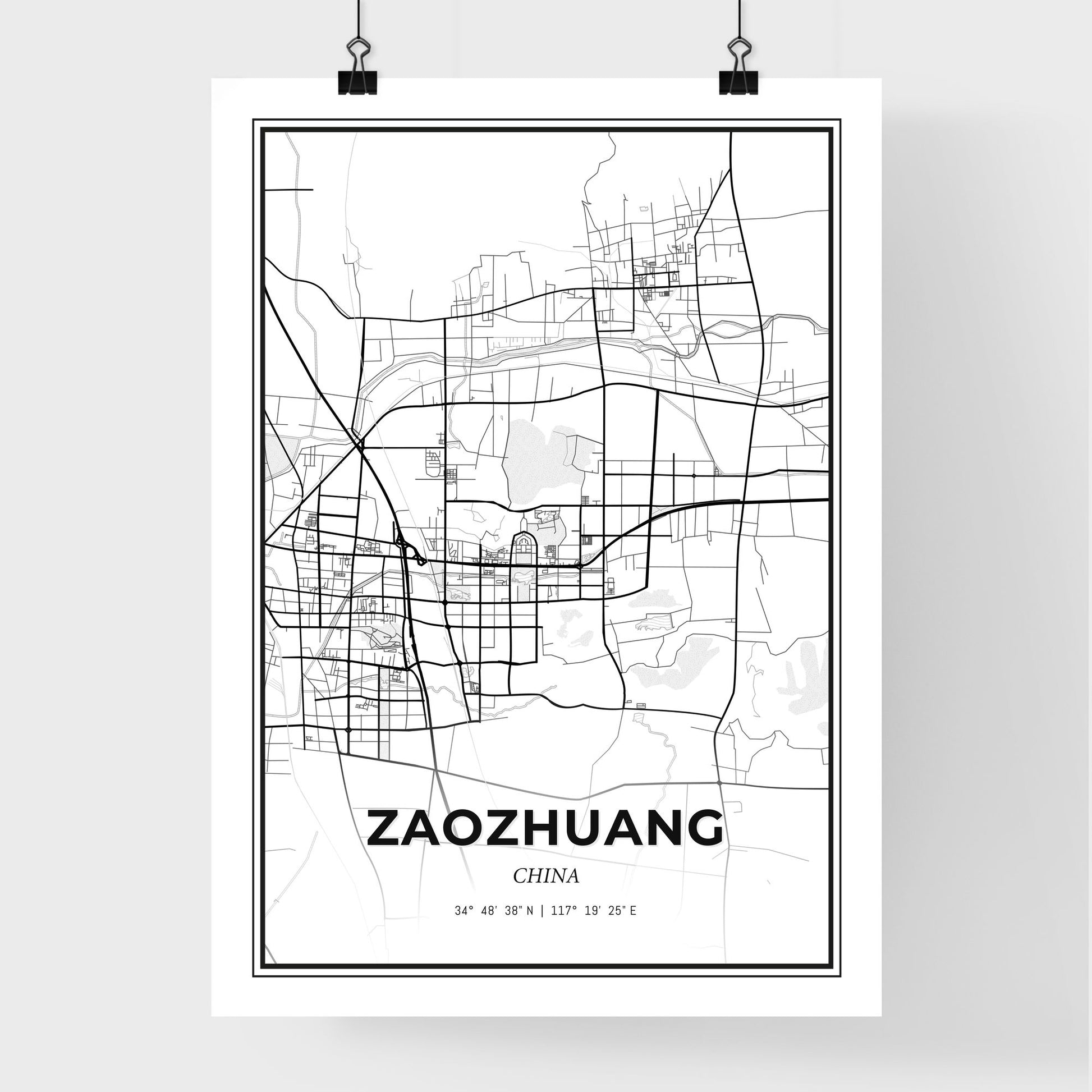 Zaozhuang China - Premium City Map Poster