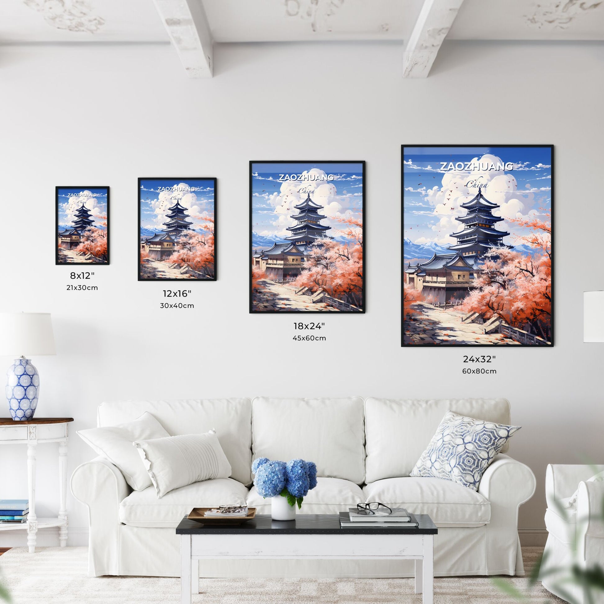 Zaozhuang China City Skyline Architectural Art Painting Illustration Default Title