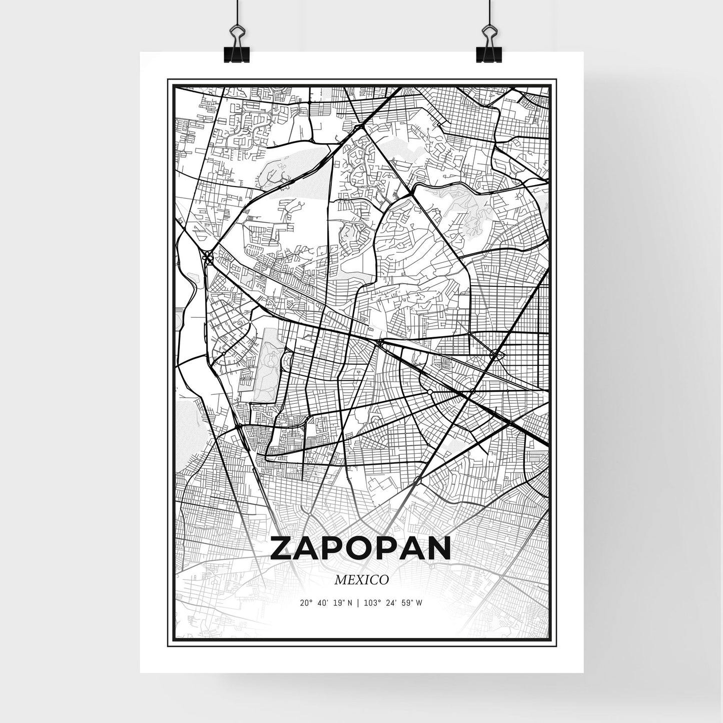 Zapopan Mexico - Premium City Map Poster