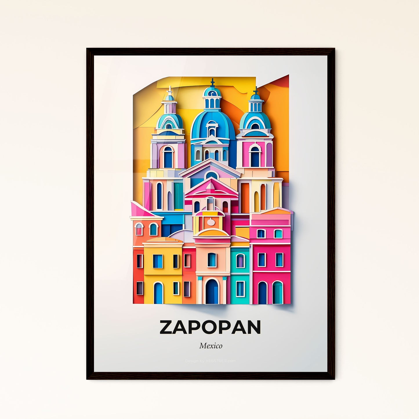 Vivid Zapopan, Mexico - a colorful city with a church and a clock tower